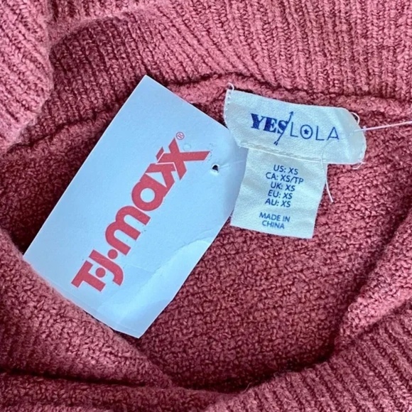 Anthropologie YES LOLA XS Textured V-Neck Balloon Sleeve Sweater in Rose Mauve - Picture 5 of 10